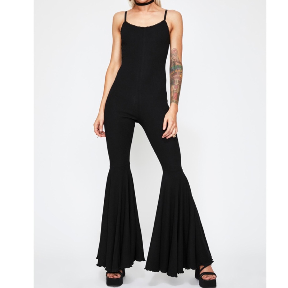 Out To Play Ribbed Bell Bottom Jumpsuit xDollskill